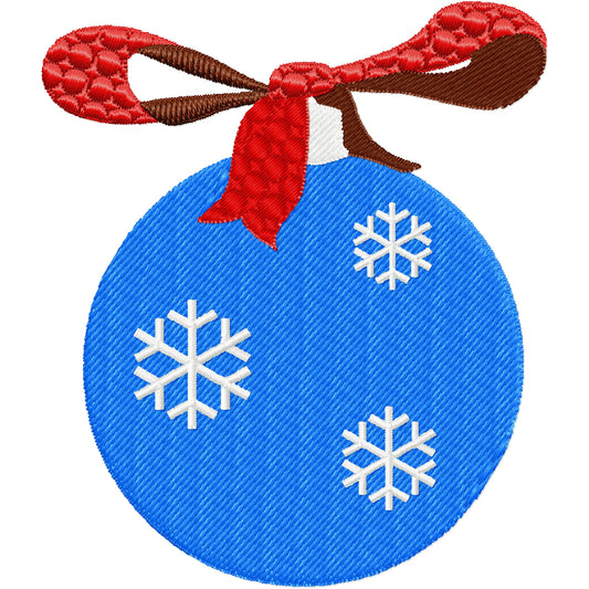 Blue Christmas ornament machine embroidery design