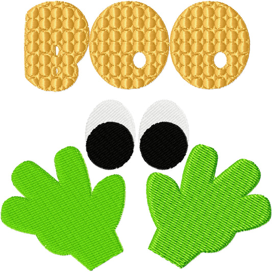 Boo with hands Halloween machine embroidery design