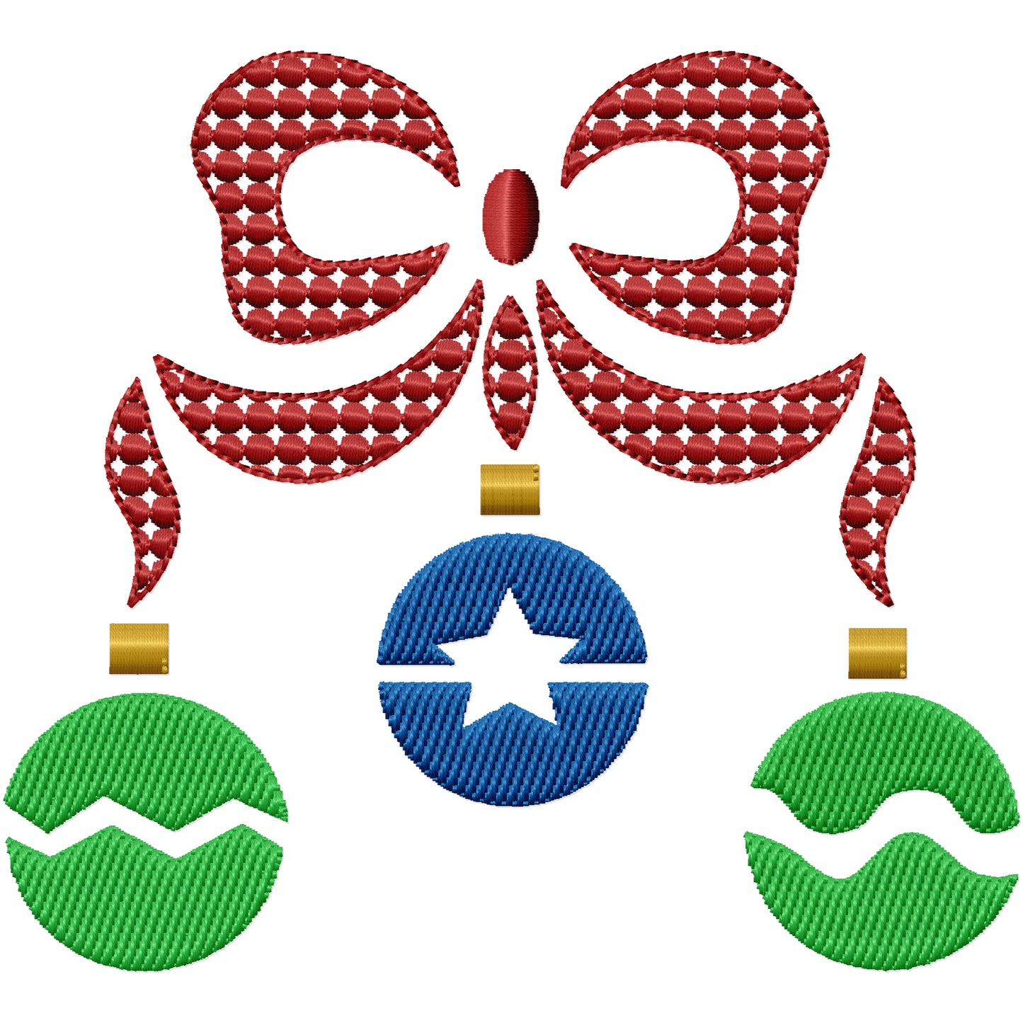 Bow and Xmas balls machine embroidery design 2 sizes