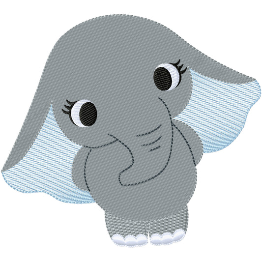 New baby E elephant machine embroidery design  2 sizes
