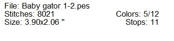 Baby gator 1- 2 machine embroidery design