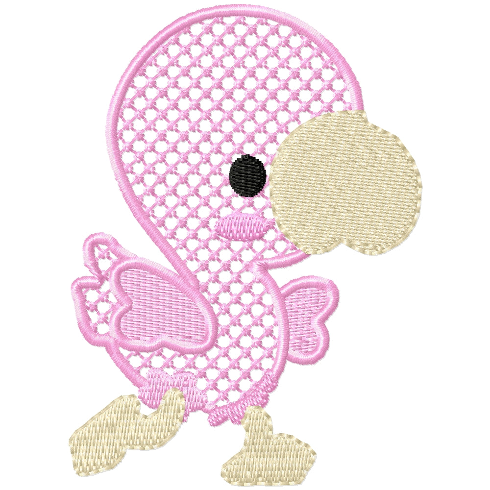 Baby pink bird machine embroidery design