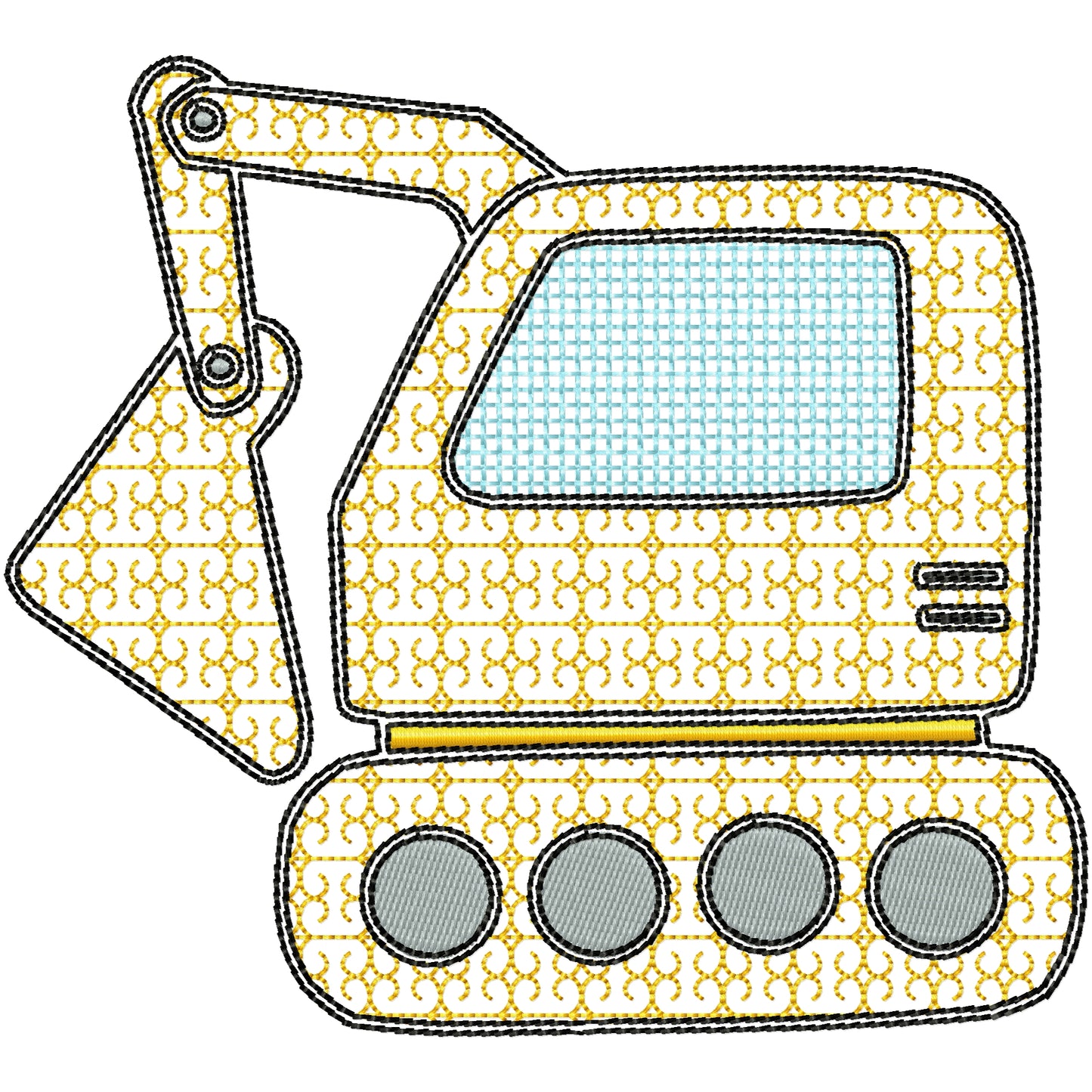 Backhoe machine embroidery design 3 sizes