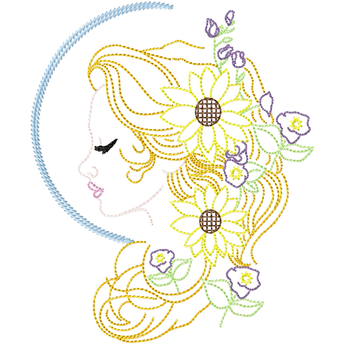 Beauty 1 lady machine embroidery design 2 sizes