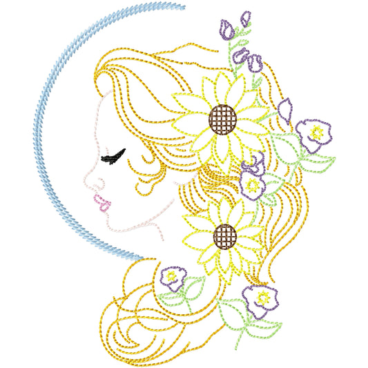 Beauty 1 lady machine embroidery design 2 sizes