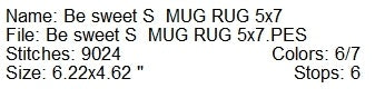 ITH Be Sweet Mug rug machine embroidery design