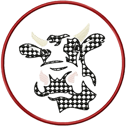 ITH Black bull coaster machine embroidery design
