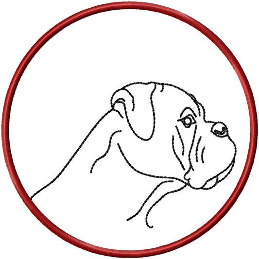 ITH Boxer profile coaster machine embroidery design