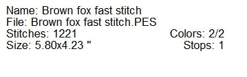 Brown fox fast stitch machine embroidery design