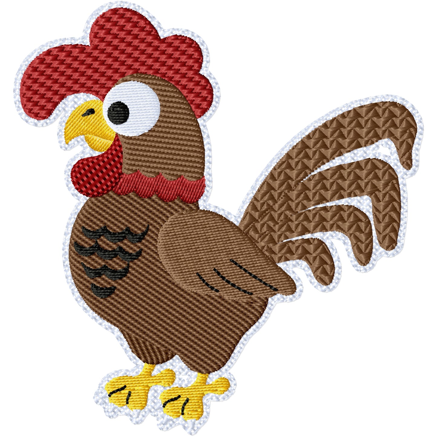 Brown rooster towel machine embroidery design 2 sizes