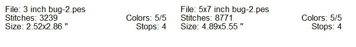 Cute bug 2 machine embroidery design 2 sizes