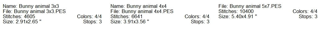 Bunny animal outline machine embroidery design 3 sizes