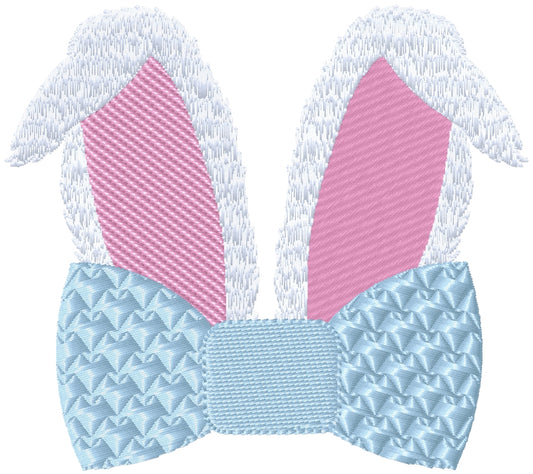 Bunny ears with bow tie machine embroidery design