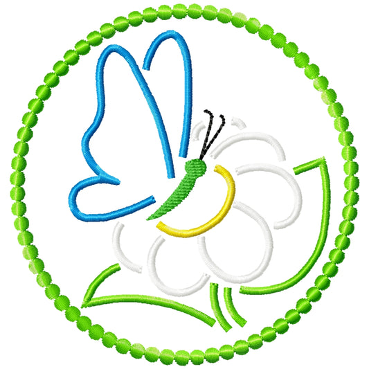 Butterfly and daisy machine embroidery design 2 sizes