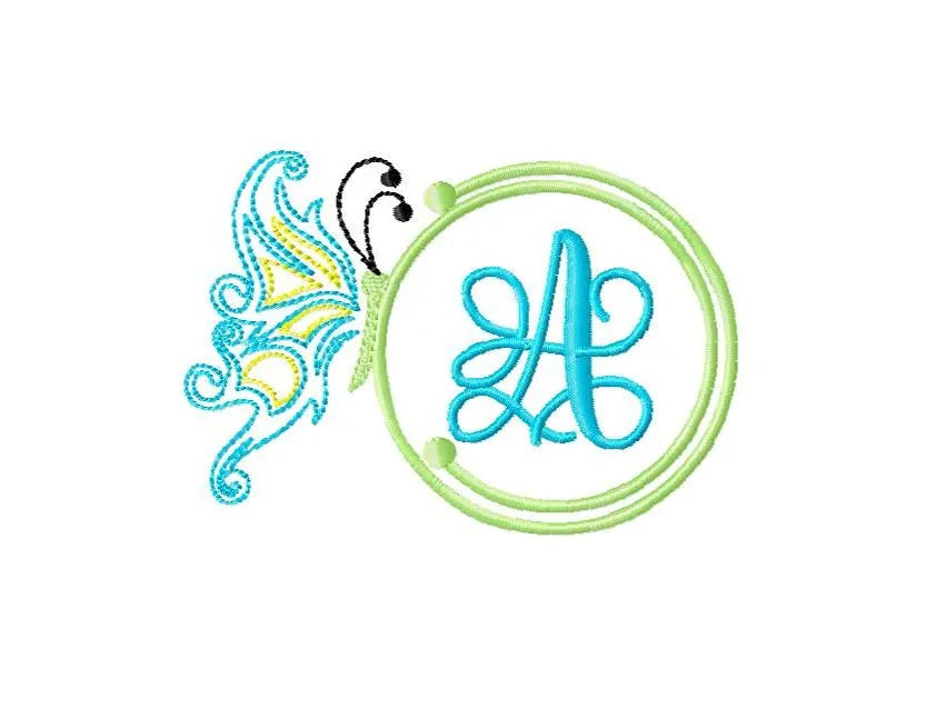 Butterfly monogram machine embroidery set