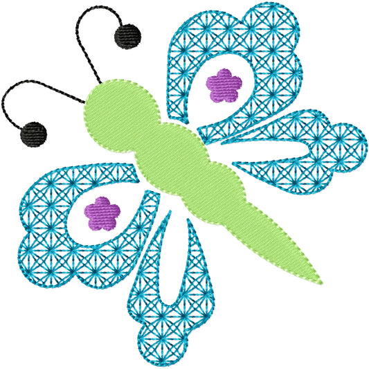Butterfly stem stitch 1 machine embroidery design