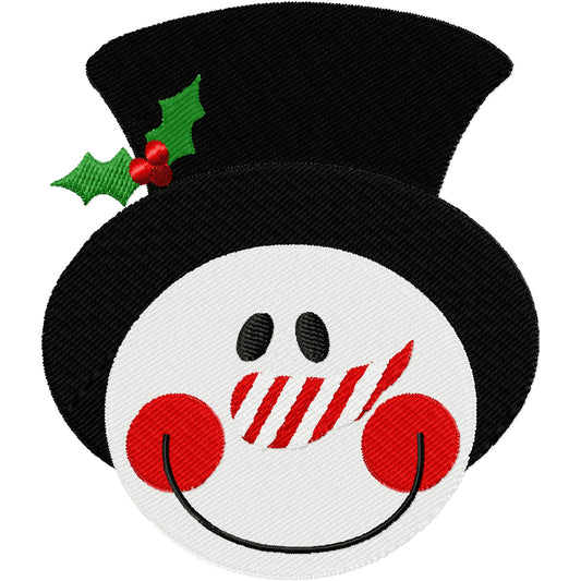 Candy cane nose snowman machine embroidery design