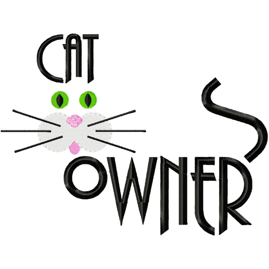 Cat owner machine embroidery design