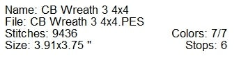 CB wreath 3 Peppermint Patty machine embroidery design