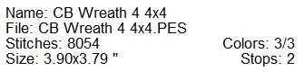 CB wreath 4 Woodstock machine embroidery design