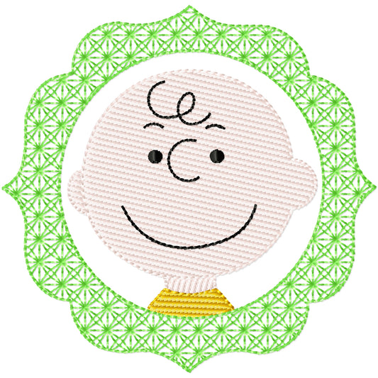CB wreath 5 Charlie Brown machine embroidery design