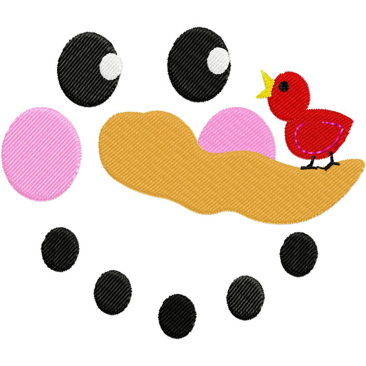 Christmas visit 1 snowman with bird on nose machine embroidery design