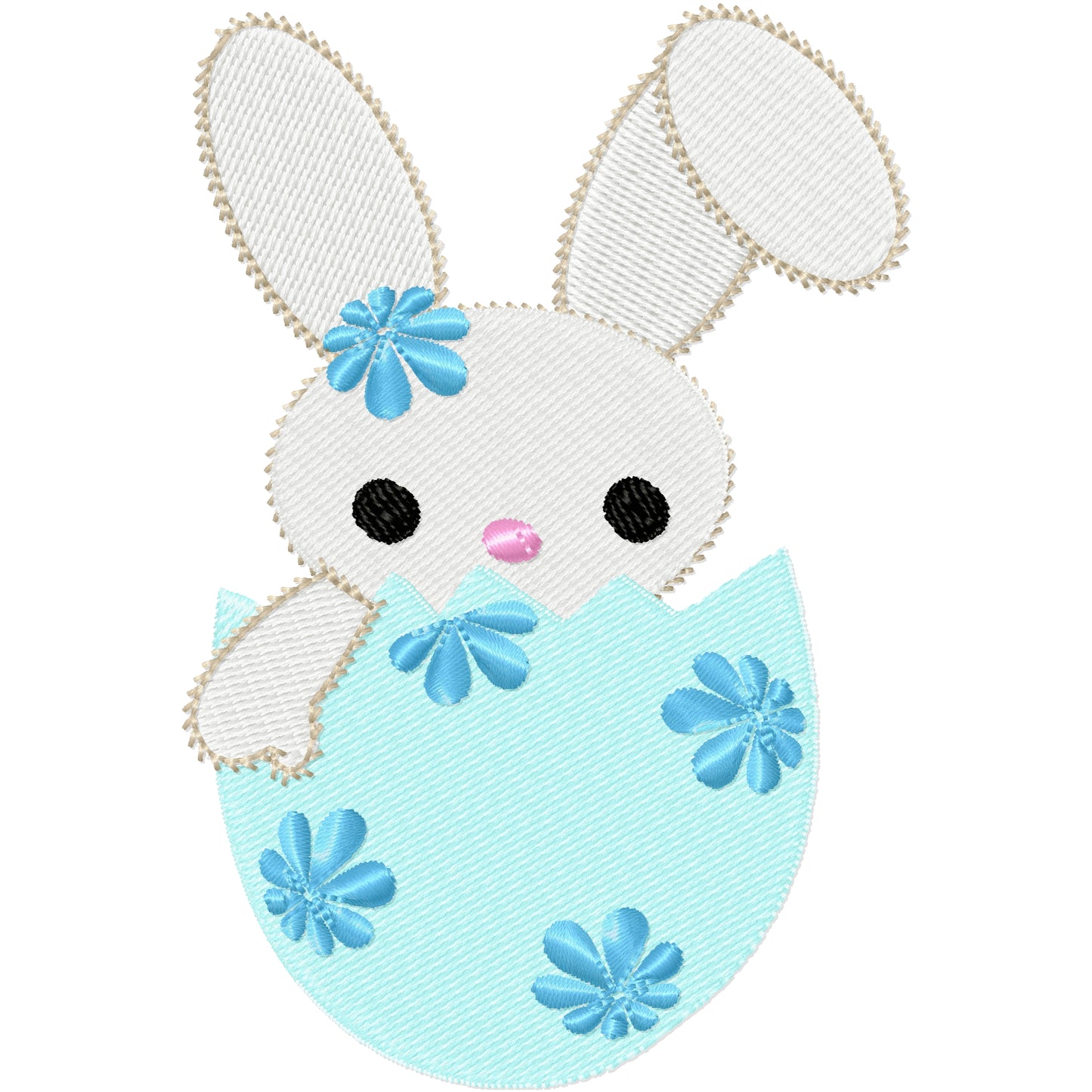 Cute little bunny in a egg machine embroidery design