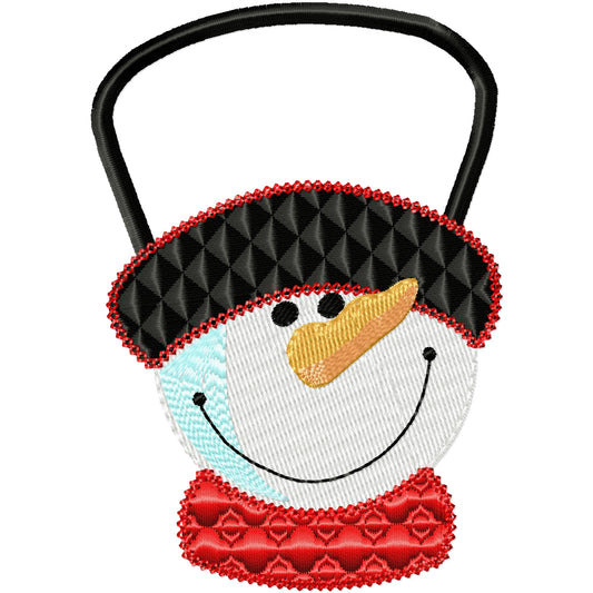 Cute snowman applique machine embroidery design