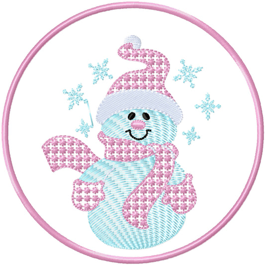 ITH Cute candlewick Snowman Coaster machine embroidery design