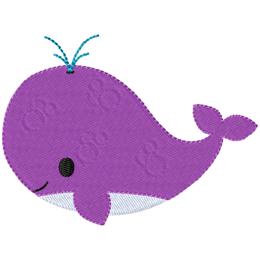Carved purple whale machine embroidery design 2 sizes
