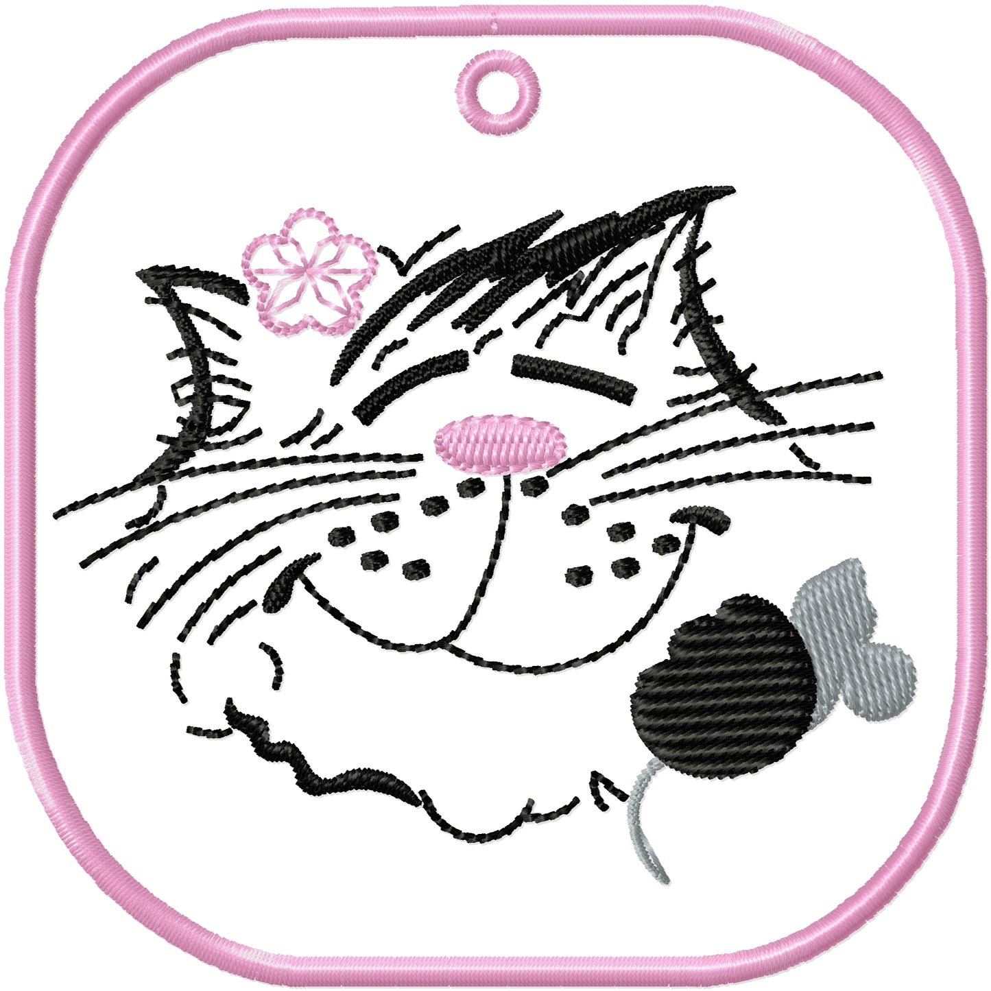ITH Cute ornament 2 cat machine embroidery design