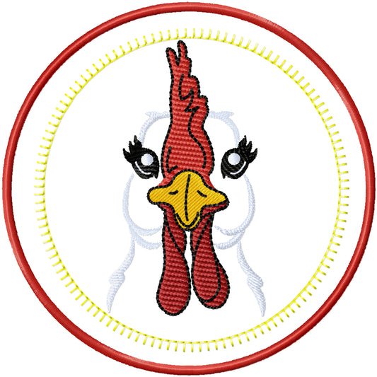 ITH Chicken face coaster machine embroidery design