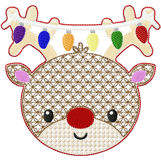 Cute Christmas deer 1 machine embroidery design 2 sizes