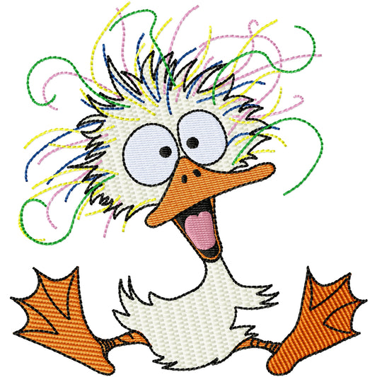 Crazy duck machine embroidery design 2 sizes