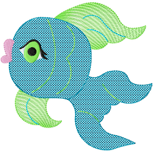 Cross stitch fish machine embroidery design 2 sizes