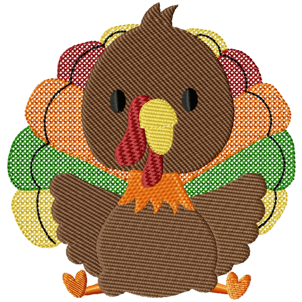 Cross stitch turkey machine embroidery design 2 sizes