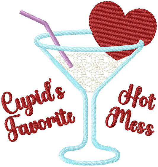 Cupids favorite hot mess machine embroidery design