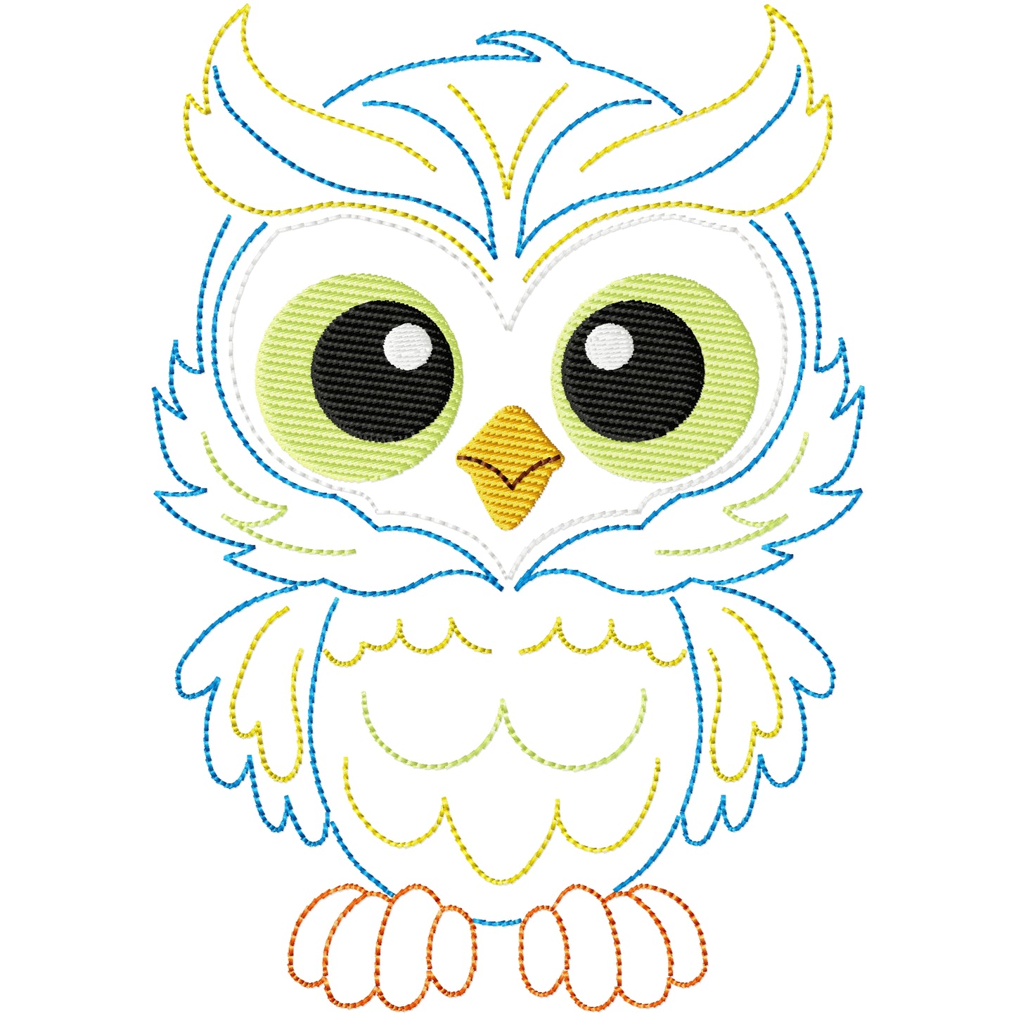 Cute owl outline machine embroidery design 2 sizes