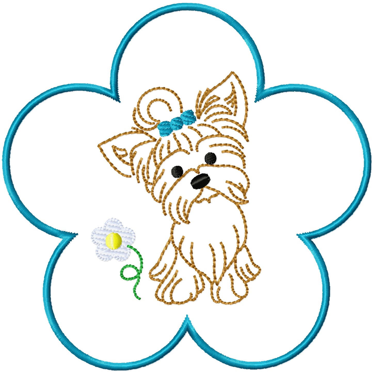 ITH Daisy the yorkie coaster machine embroidery design