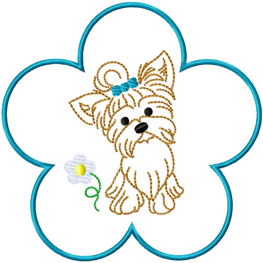 ITH Daisy the yorkie coaster machine embroidery design
