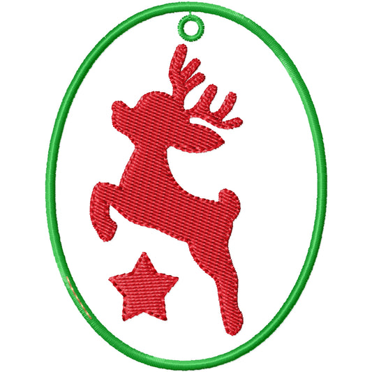 ITH Red deer 2 silhouette ornament machine embroidery design