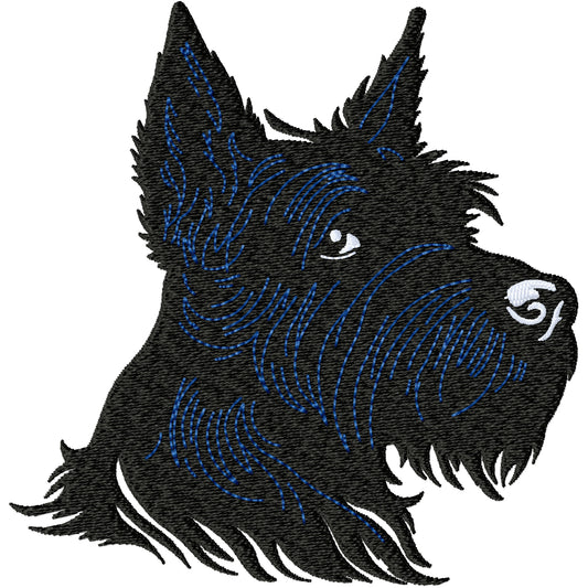 Scotty head 1 machine embroidery design 3 sizes