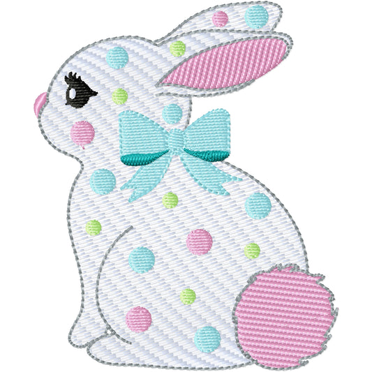 Dots the bunny machine embroidery design