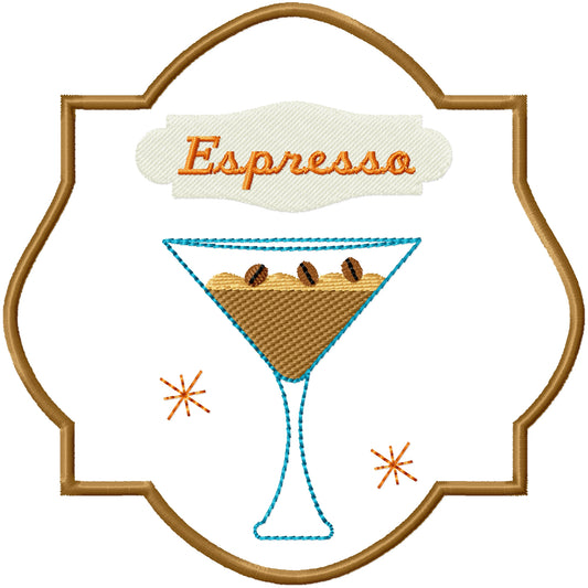 ITH Espresso 1 martini coaster machine embroidery design