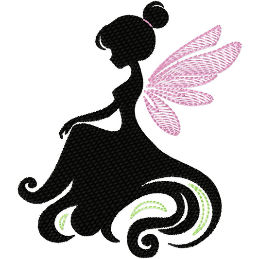 Fairy silhouette 3-3 machine embroidery design