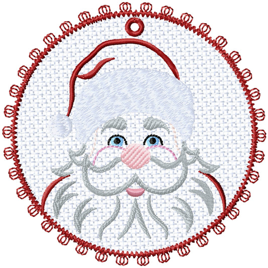 ITH Free standing lace Santa ornament machine embroidery design