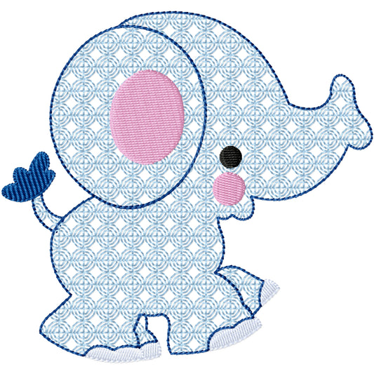 Fancy baby elephant machine embroidery design  2 sizes