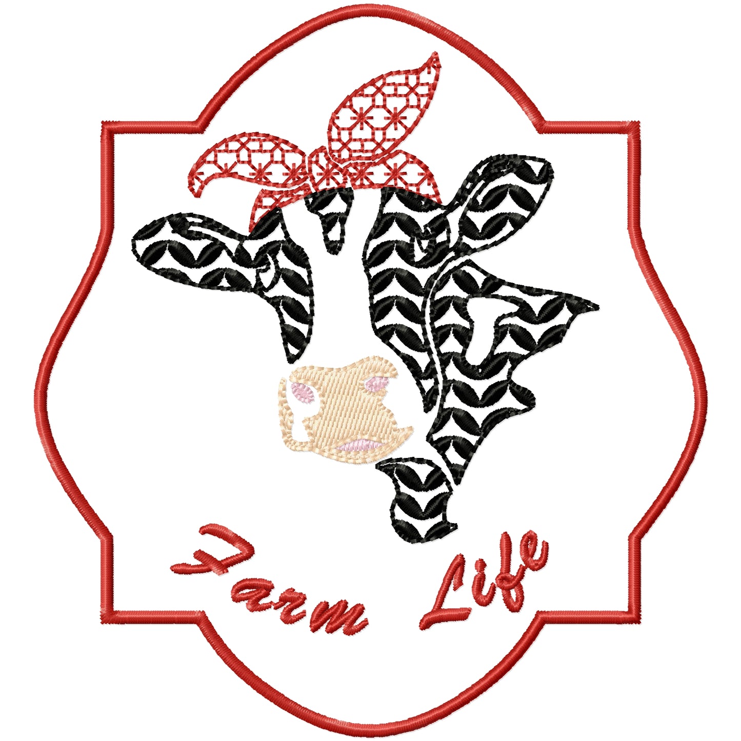 Farm life 1 cow machine embroidery design 2 sizes