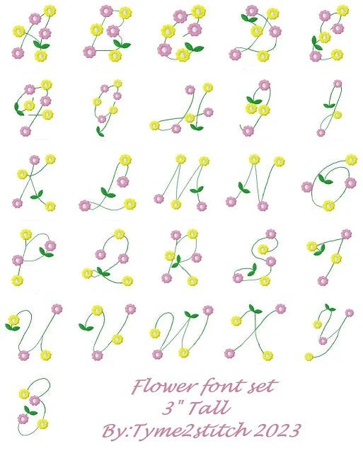Floral font set machine embroidery designs