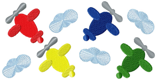 Flying airplanes machine embroidery design 2 sizes